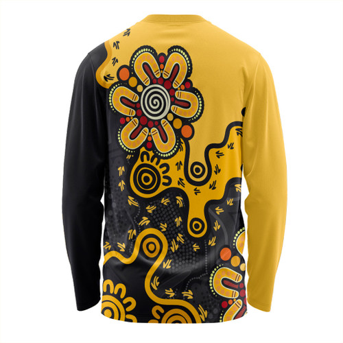 Australia Long Sleeve T-shirt Aboriginal Style Of Background Yellow Australia Long Sleeve T-shirt Aboriginal Style Of Background Yellow
