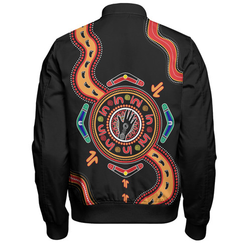 Australia Bomber Jacket Aboriginal Inspired Meeting Place Style Of Dot Painting Australia Bomber Jacket Aboriginal Inspired Meeting Place Style Of Dot Painting