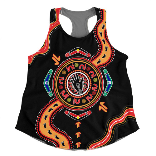 Australia Women Racerback Singlet Aboriginal Inspired Meeting Place Style Of Dot Painting