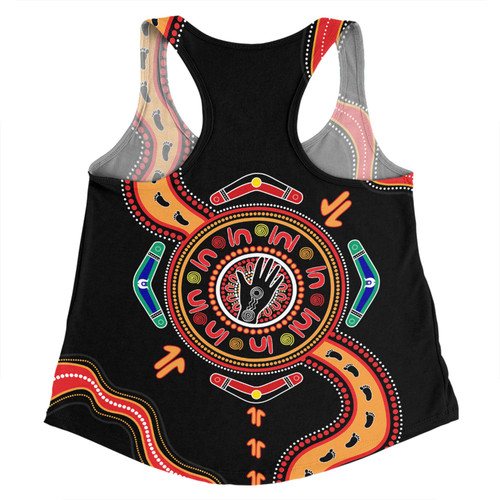 Australia Women Racerback Singlet Aboriginal Inspired Meeting Place Style Of Dot Painting Australia Women Racerback Singlet Aboriginal Inspired Meeting Place Style Of Dot Painting