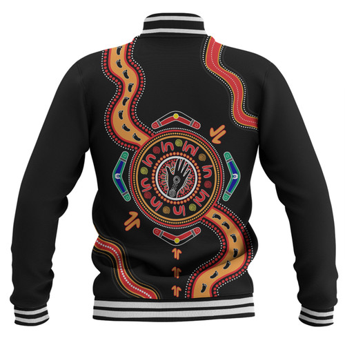 Australia Baseball Jacket Aboriginal Inspired Meeting Place Style Of Dot Painting