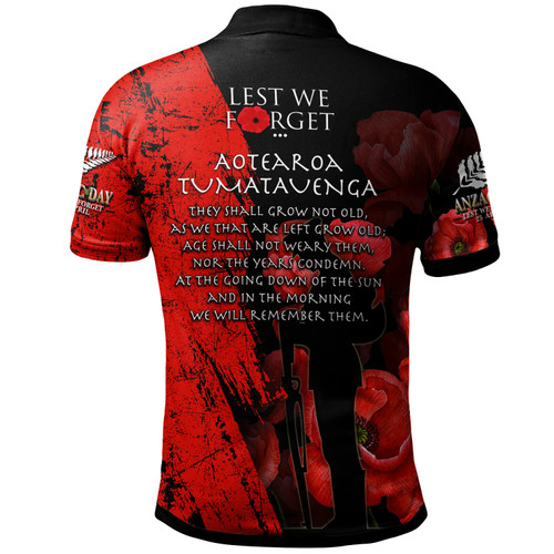 New Zealand Anzac Day Polo Shirt - Anzac Poppy2 New Zealand Anzac Day Polo Shirt - Anzac Poppy2