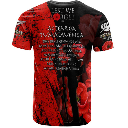 New Zealand Anzac T-shirt - Anzac Poppy2 New Zealand Anzac T-shirt - Anzac Poppy2