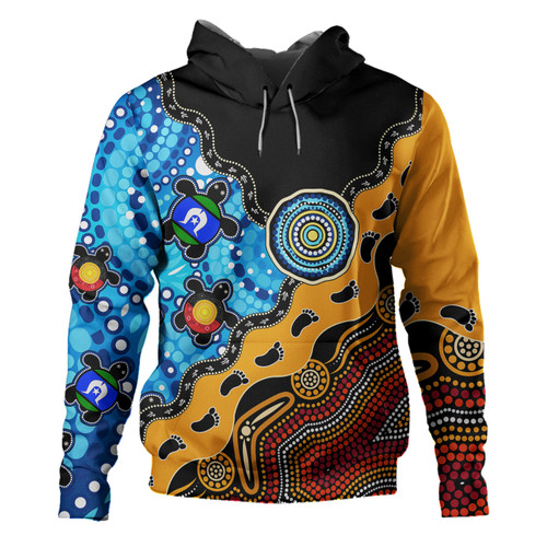 Australia Hoodie Aboriginal Inspired River And Land Style Of Dot Painting