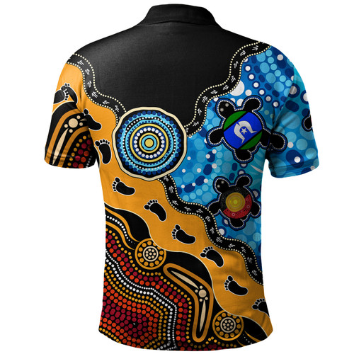 Australia Polo Shirt Aboriginal Inspired River And Land Style Of Dot Painting Australia Polo Shirt Aboriginal Inspired River And Land Style Of Dot Painting
