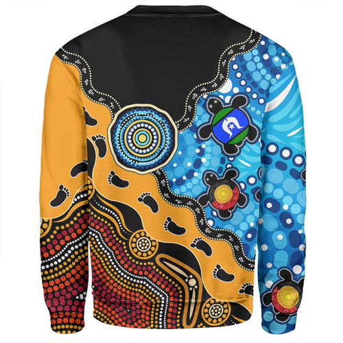 Australia Sweatshirt Aboriginal Inspired River And Land Style Of Dot Painting Australia Sweatshirt Aboriginal Inspired River And Land Style Of Dot Painting