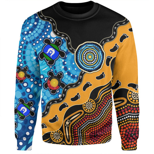 Australia Sweatshirt Aboriginal Inspired River And Land Style Of Dot Painting