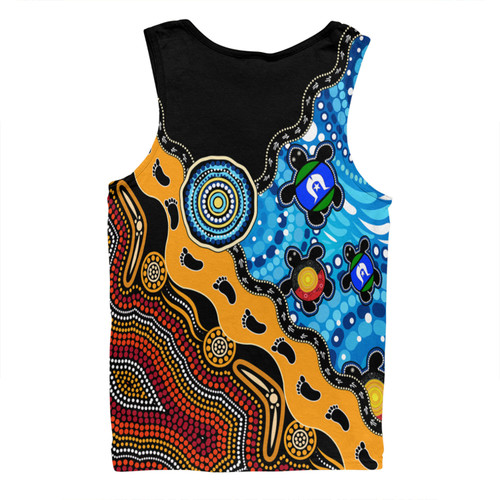 Australia Men Singlet Aboriginal Inspired River And Land Style Of Dot Painting Australia Men Singlet Aboriginal Inspired River And Land Style Of Dot Painting