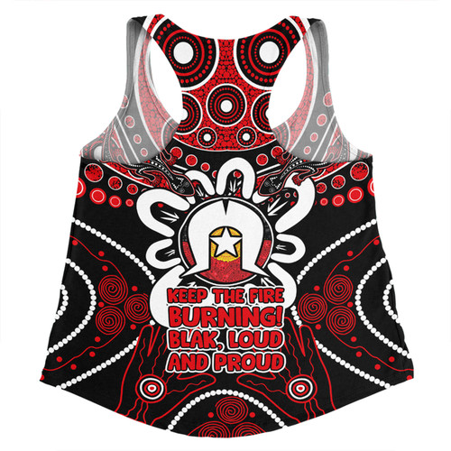 Australia Women Racerback Singlet Naidoc Week Aboriginal Inspired Dot Art Painting And Aussie Lizard