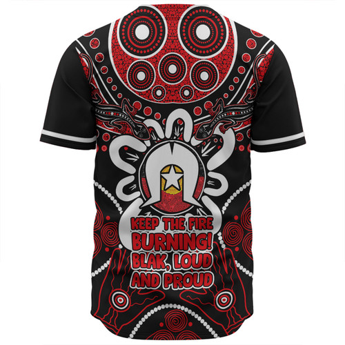 Australia Baseball Shirt Naidoc Week Aboriginal Inspired Dot Art Painting And Aussie Lizard