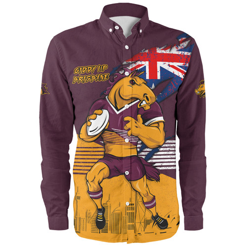 Brisbane Broncos Long Sleeve Shirt Custom For Die Hard Fan Australia Flag Scratch Style