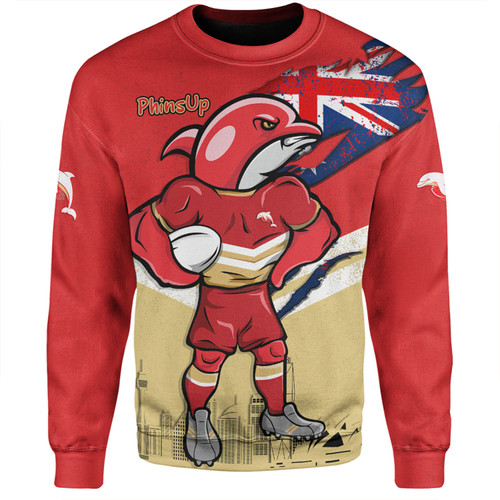 Redcliffe Dolphins Sweatshirt Custom For Die Hard Fan Australia Flag Scratch Style