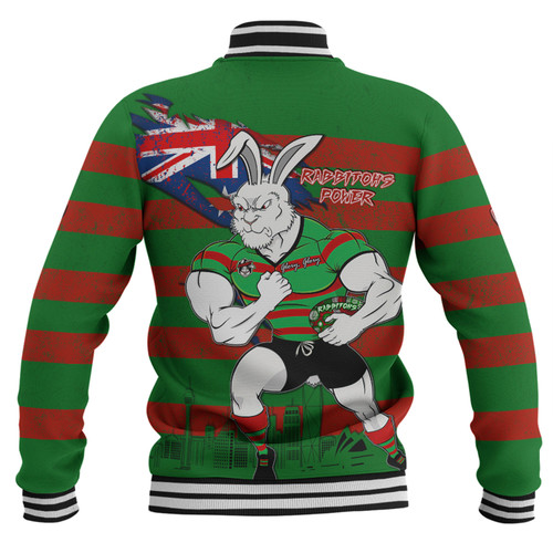 South Sydney Rabbitohs Baseball Jacket Custom For Die Hard Fan Australia Flag Scratch Style South Sydney Rabbitohs Baseball Jacket Custom For Die Hard Fan Australia Flag Scratch Style