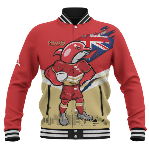 Redcliffe Dolphins Baseball Jacket Custom For Die Hard Fan Australia Flag Scratch Style