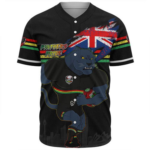 Penrith Panthers Baseball Shirt Custom For Die Hard Fan Australia Flag Scratch Style