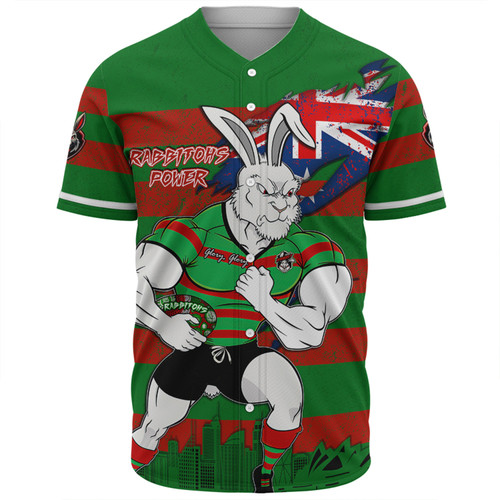 South Sydney Rabbitohs Baseball Shirt Custom For Die Hard Fan Australia Flag Scratch Style