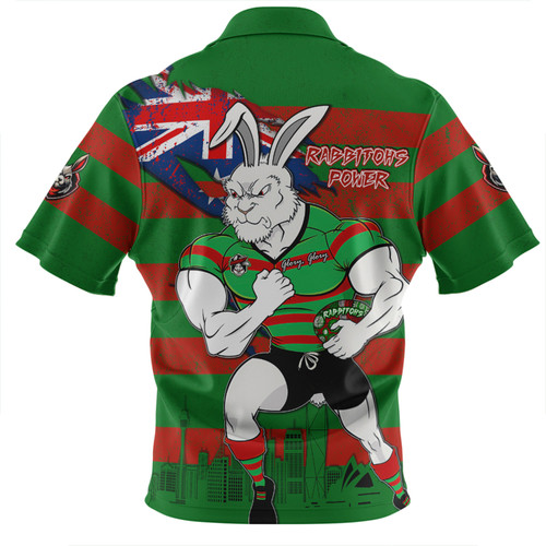 South Sydney Rabbitohs Zip Polo Shirt Custom For Die Hard Fan Australia Flag Scratch Style South Sydney Rabbitohs Zip Polo Shirt Custom For Die Hard Fan Australia Flag Scratch Style