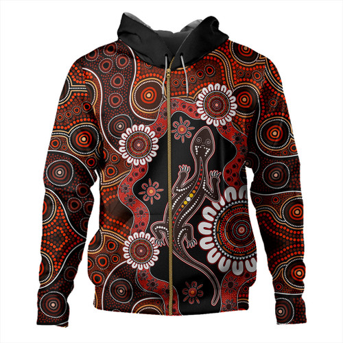 Australia Hoodie Aboriginal Inspired Lizard Dot Painting Australia Hoodie Aboriginal Inspired Lizard Dot Painting