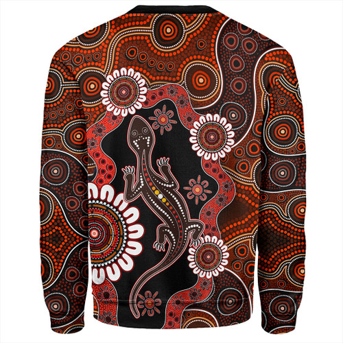 Australia Sweatshirt Aboriginal Inspired Lizard Dot Painting Australia Sweatshirt Aboriginal Inspired Lizard Dot Painting
