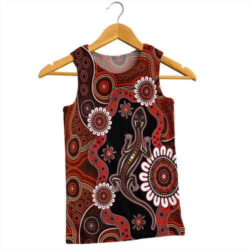 Australia Men Singlet Aboriginal Inspired Lizard Dot Painting