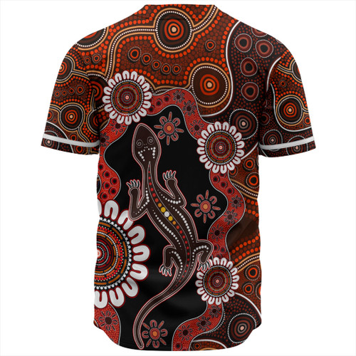 Australia Baseball Shirt Aboriginal Inspired Lizard Dot Painting Australia Baseball Shirt Aboriginal Inspired Lizard Dot Painting