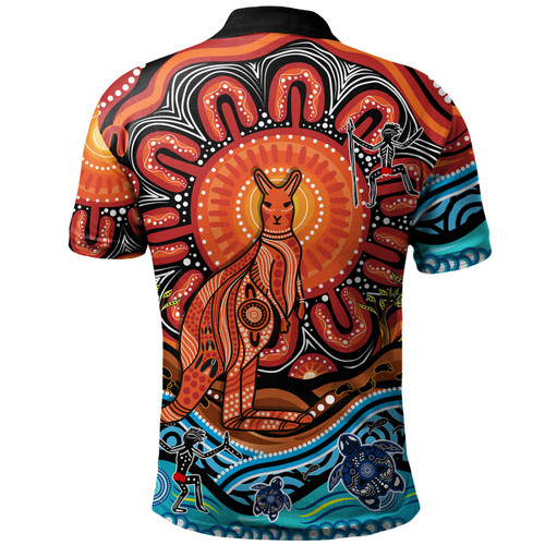 Australia Polo Shirt Aboriginal Inspired Kangaroo Dreaming Dot Painting Pattern Australia Polo Shirt Aboriginal Inspired Kangaroo Dreaming Dot Painting Pattern
