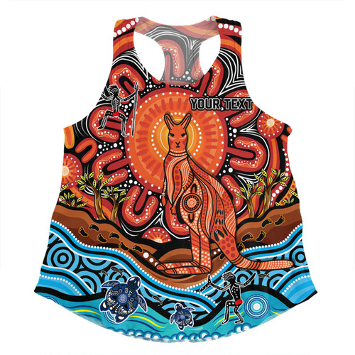 Australia Women Racerback Singlet Aboriginal Inspired Kangaroo Dreaming Dot Painting Pattern Australia Women Racerback Singlet Aboriginal Inspired Kangaroo Dreaming Dot Painting Pattern