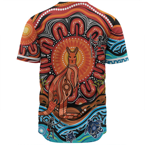 Australia Baseball Shirt Aboriginal Inspired Kangaroo Dreaming Dot Painting Pattern Australia Baseball Shirt Aboriginal Inspired Kangaroo Dreaming Dot Painting Pattern