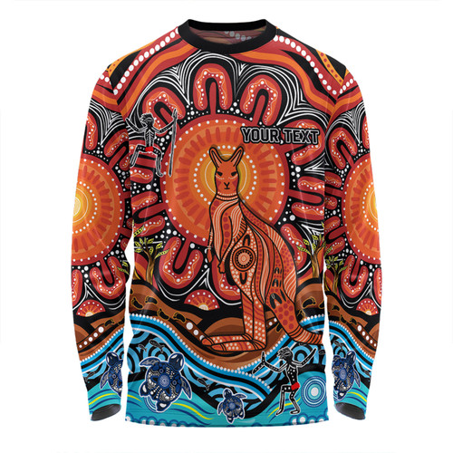 Australia Long Sleeve T-shirt Aboriginal Inspired Kangaroo Dreaming Dot Painting Pattern Australia Long Sleeve T-shirt Aboriginal Inspired Kangaroo Dreaming Dot Painting Pattern
