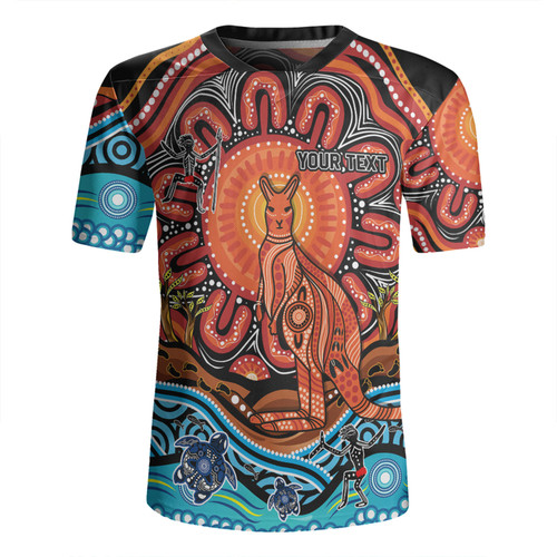 Australia Rugby Jersey Aboriginal Inspired Kangaroo Dreaming Dot Painting Pattern Australia Rugby Jersey Aboriginal Inspired Kangaroo Dreaming Dot Painting Pattern