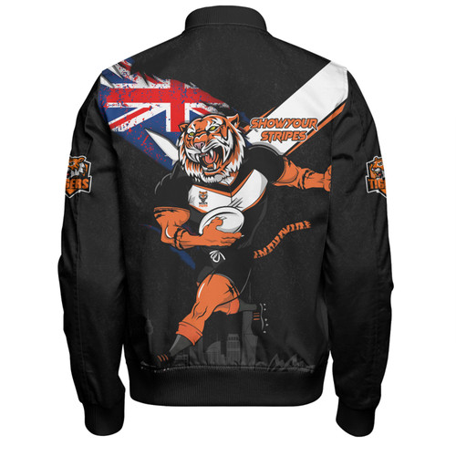 Wests Tigers Bomber Jacket Custom For Die Hard Fan Australia Flag Scratch Style Wests Tigers Bomber Jacket Custom For Die Hard Fan Australia Flag Scratch Style