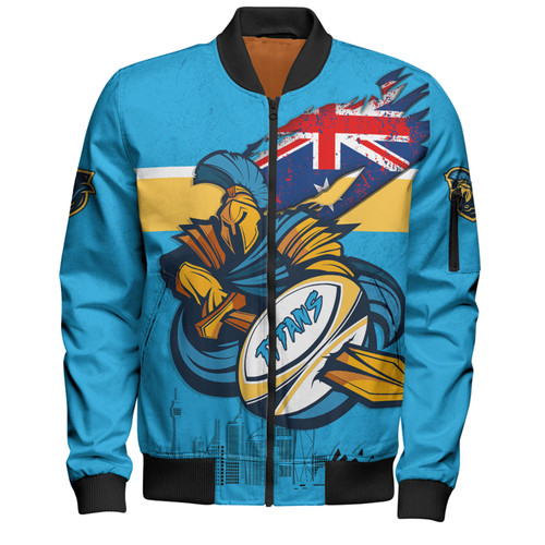 Gold Coast Titans Bomber Jacket Custom For Die Hard Fan Australia Flag Scratch Style