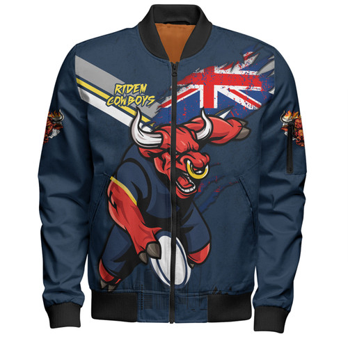 North Queensland Cowboys Bomber Jacket Custom For Die Hard Fan Australia Flag Scratch Style