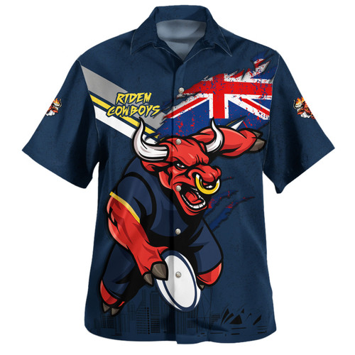 North Queensland Cowboys Hawaiian Shirt Custom For Die Hard Fan Australia Flag Scratch Style