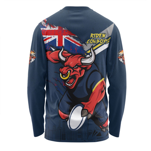 North Queensland Cowboys Long Sleeve Shirt Custom For Die Hard Fan Australia Flag Scratch Style North Queensland Cowboys Long Sleeve Shirt Custom For Die Hard Fan Australia Flag Scratch Style