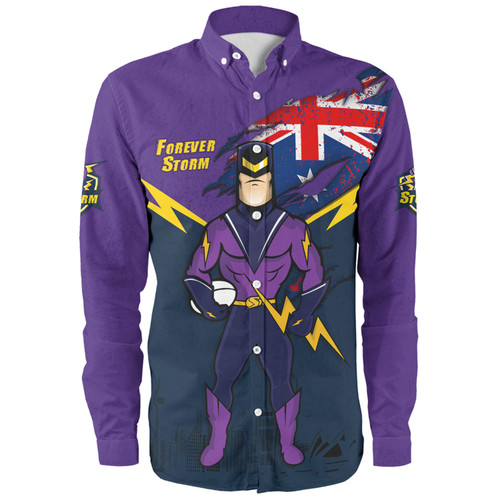 Melbourne Storm Long Sleeve Shirt Custom For Die Hard Fan Australia Flag Scratch Style