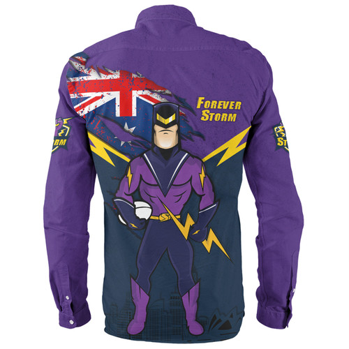 Melbourne Storm Long Sleeve Shirt Custom For Die Hard Fan Australia Flag Scratch Style