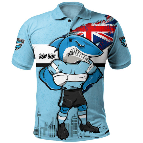 Cronulla-Sutherland Sharks Polo Shirt Custom For Die Hard Fan Australia Flag Scratch Style