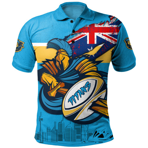Gold Coast Titans Polo Shirt Custom For Die Hard Fan Australia Flag Scratch Style