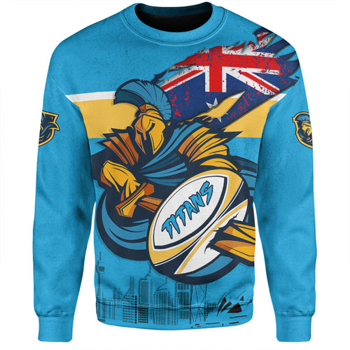 Gold Coast Titans Sweatshirt Custom For Die Hard Fan Australia Flag Scratch Style