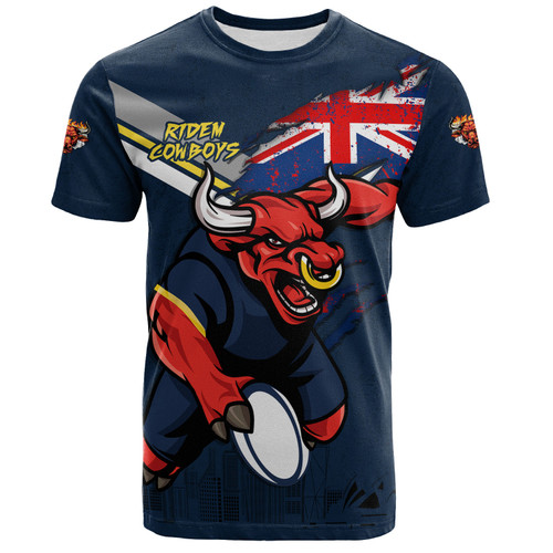 North Queensland Cowboys T-Shirt Custom For Die Hard Fan Australia Flag Scratch Style