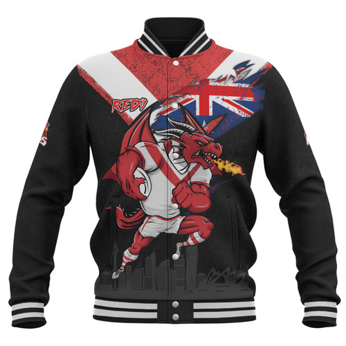 St. George Illawarra Dragons Baseball Jacket Custom For Die Hard Fan Australia Flag Scratch Style