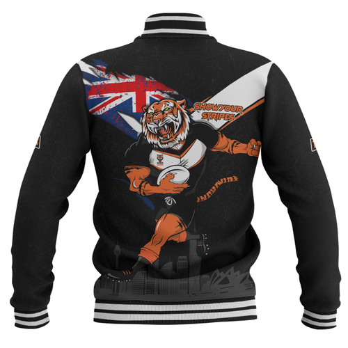Wests Tigers Baseball Jacket Custom For Die Hard Fan Australia Flag Scratch Style Wests Tigers Baseball Jacket Custom For Die Hard Fan Australia Flag Scratch Style