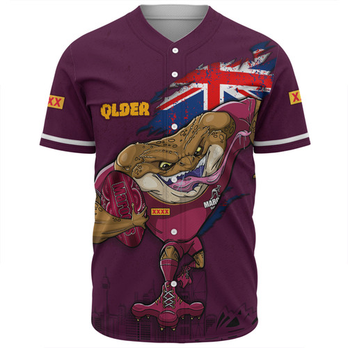 Queensland Maroons Baseball Shirt Custom For Die Hard Fan Australia Flag Scratch Style