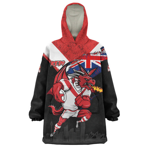 St. George Illawarra Dragons Snug Hoodie Custom For Die Hard Fan Australia Flag Scratch Style