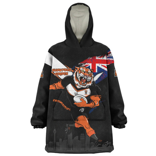 Wests Tigers Snug Hoodie Custom For Die Hard Fan Australia Flag Scratch Style