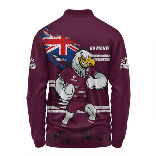 Manly Warringah Sea Eagles Long Sleeve Polo Shirt Custom For Die Hard Fan Australia Flag Scratch Style Manly Warringah Sea Eagles Long Sleeve Polo Shirt Custom For Die Hard Fan Australia Flag Scratch Style