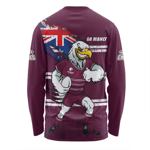 Manly Warringah Sea Eagles Long Sleeve T-shirt Custom For Die Hard Fan Australia Flag Scratch Style Manly Warringah Sea Eagles Long Sleeve T-shirt Custom For Die Hard Fan Australia Flag Scratch Style