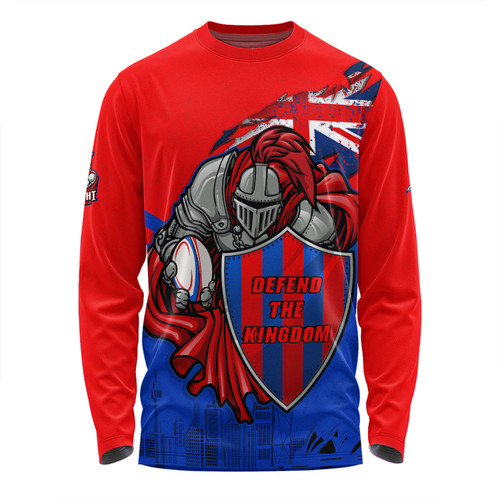 Newcastle Knights Long Sleeve T-shirt Custom For Die Hard Fan Australia Flag Scratch Style