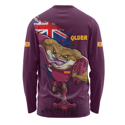 Queensland Maroons Long Sleeve T-shirt Custom For Die Hard Fan Australia Flag Scratch Style Queensland Maroons Long Sleeve T-shirt Custom For Die Hard Fan Australia Flag Scratch Style